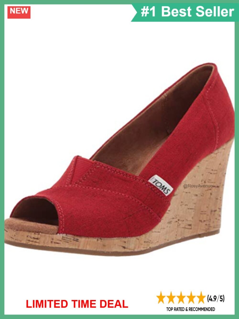 Woven Textile Peep Toe Cork Platform Wedge Sandals Slip On Summer Shoe